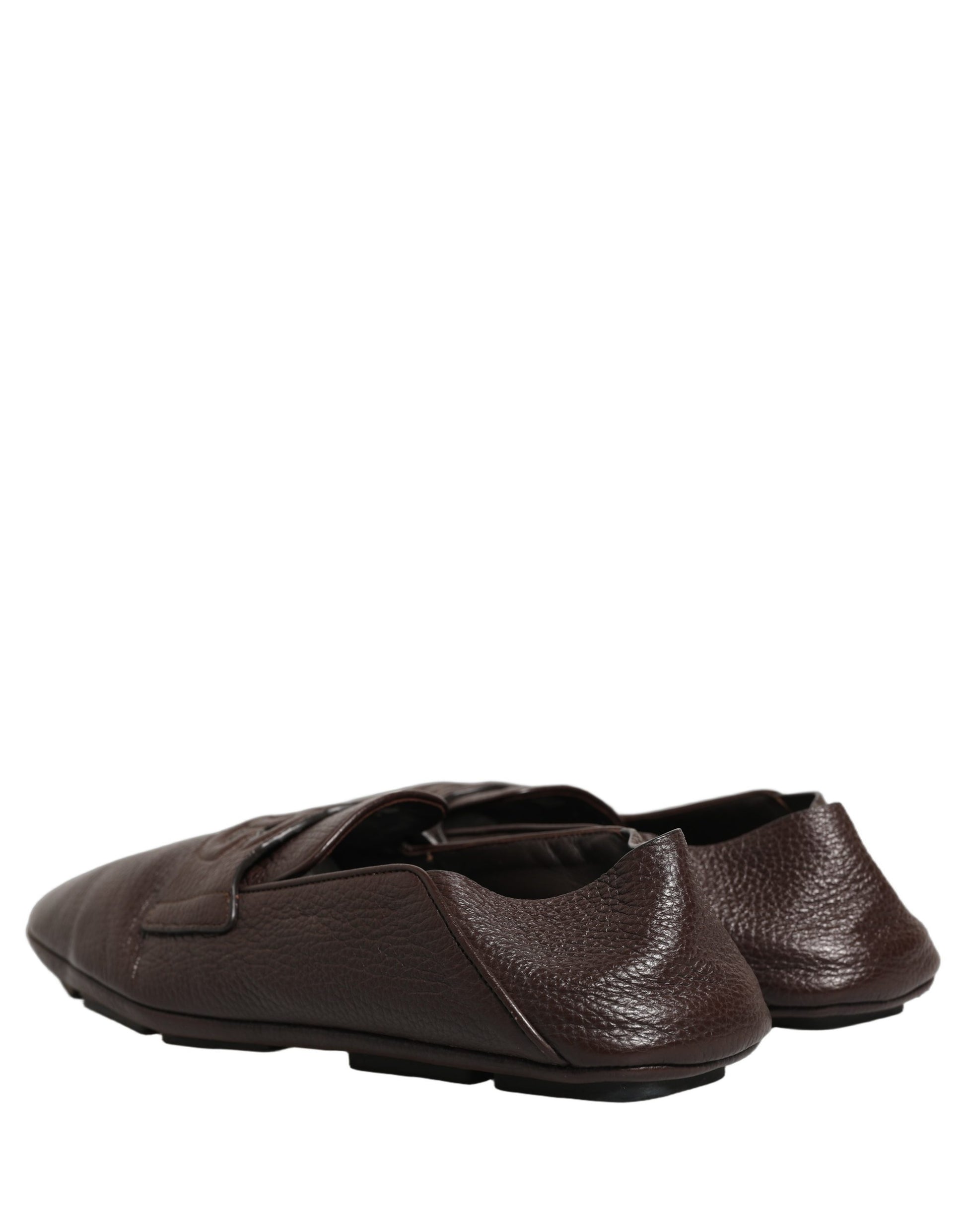 Dolce & Gabbana Brown Deerskin Leather Driver Loafers Shoes Dolce & Gabbana