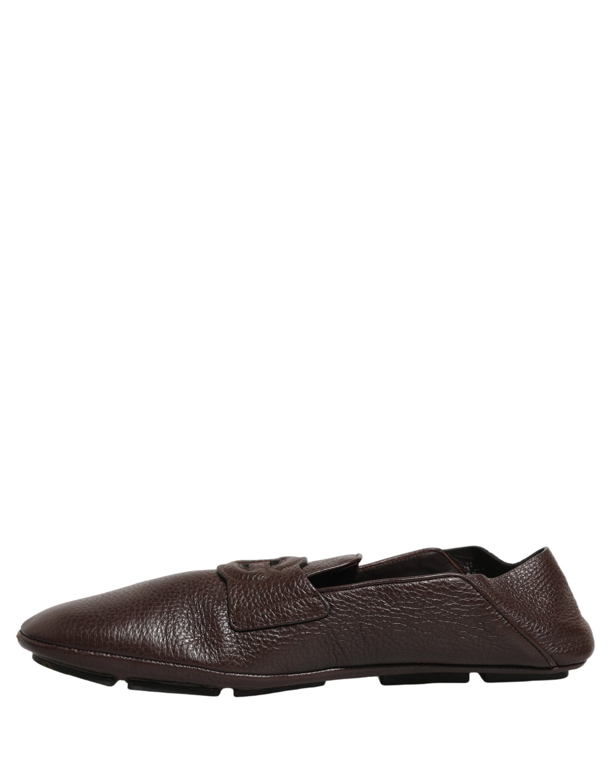 Dolce & Gabbana Brown Deerskin Leather Driver Loafers Shoes Dolce & Gabbana