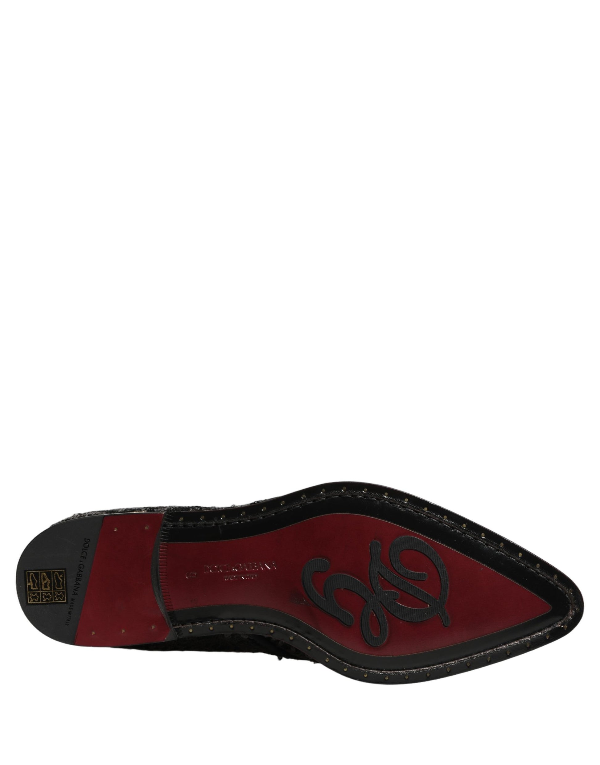 Dolce & Gabbana Black Sequin Embellished Men Derby Dress Shoes Dolce & Gabbana