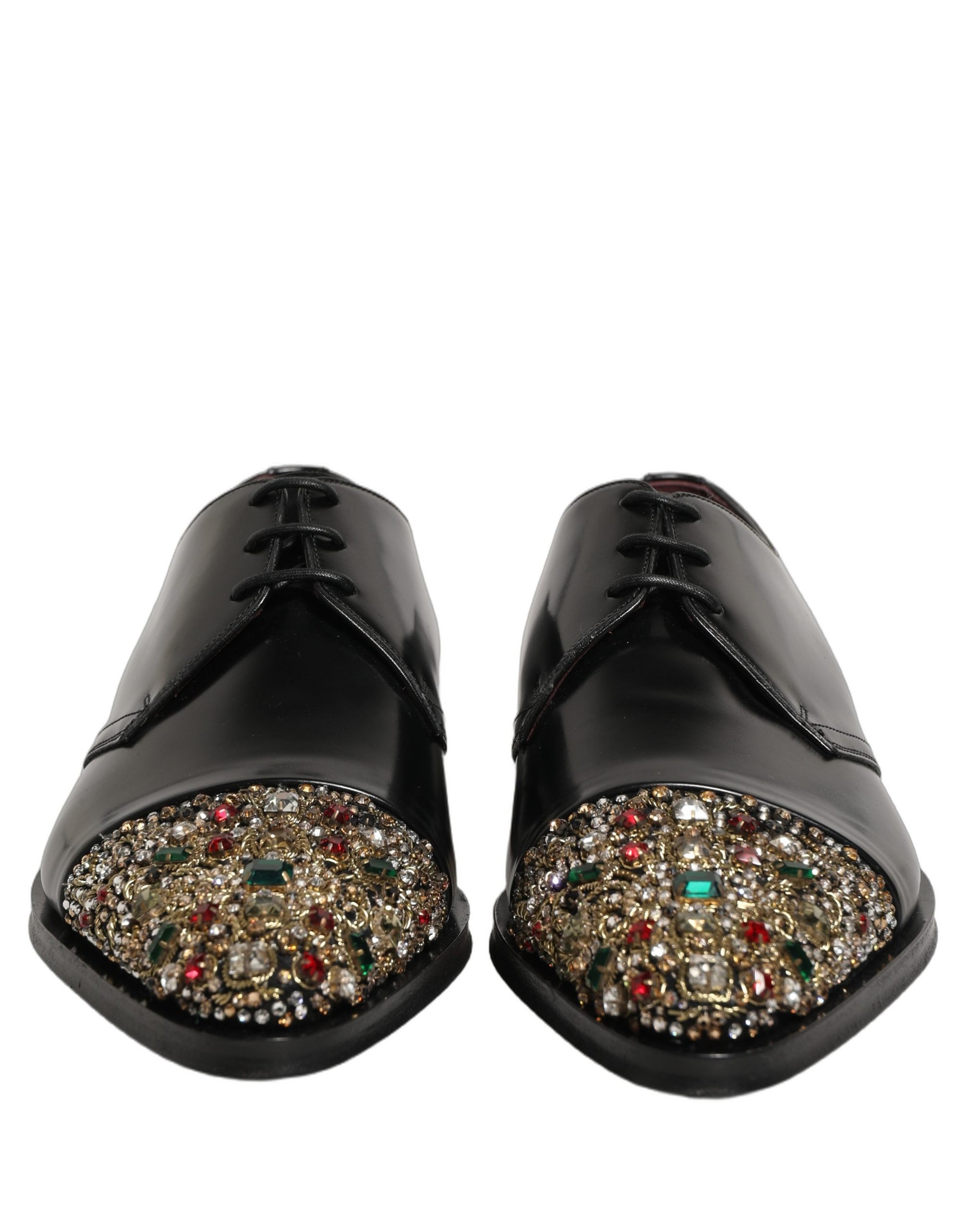 Dolce & Gabbana Black Embellished Derby Dress Formal Shoes Dolce & Gabbana