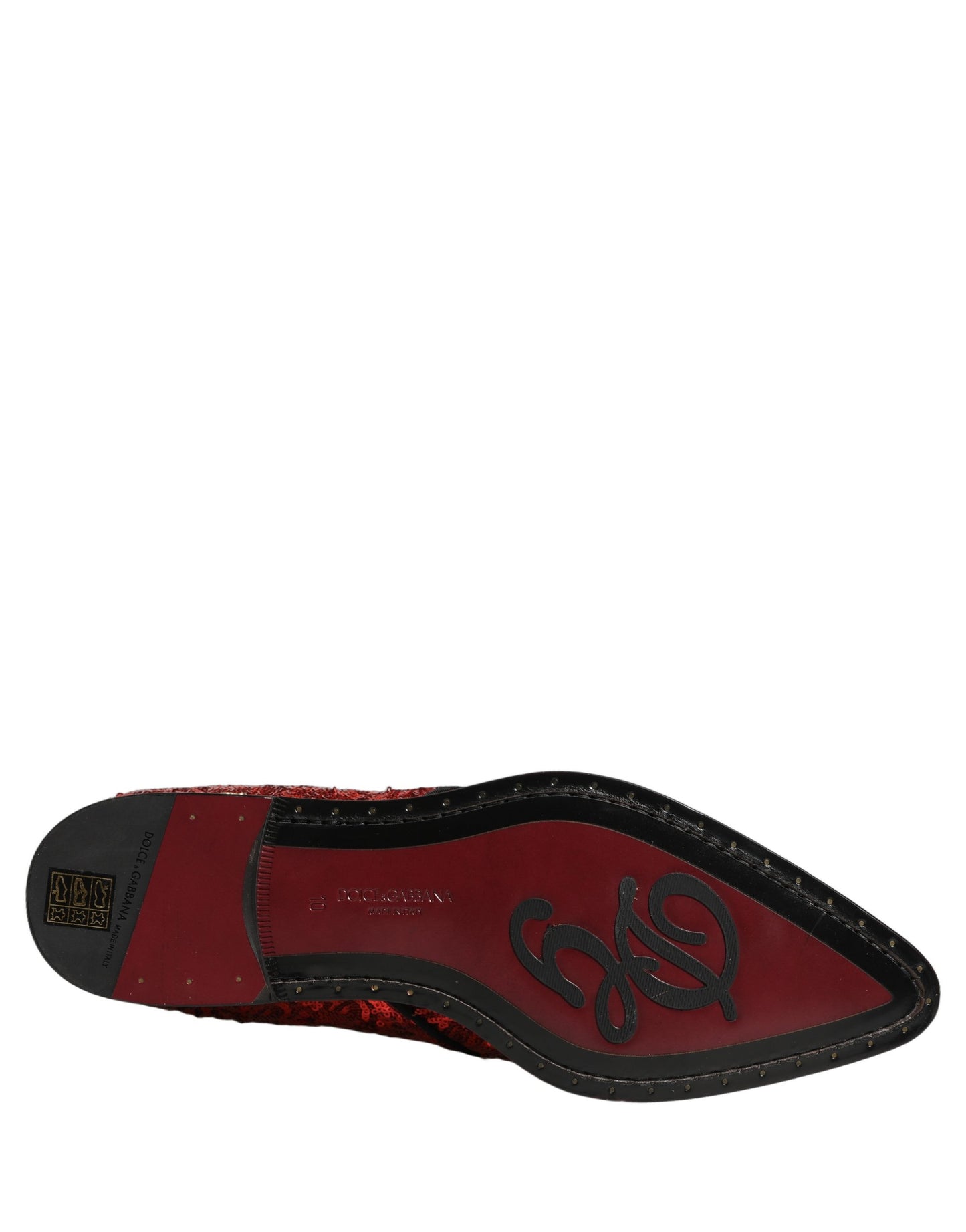 Dolce & Gabbana Red Sequin Embellished Men Derby Dress Shoes Dolce & Gabbana