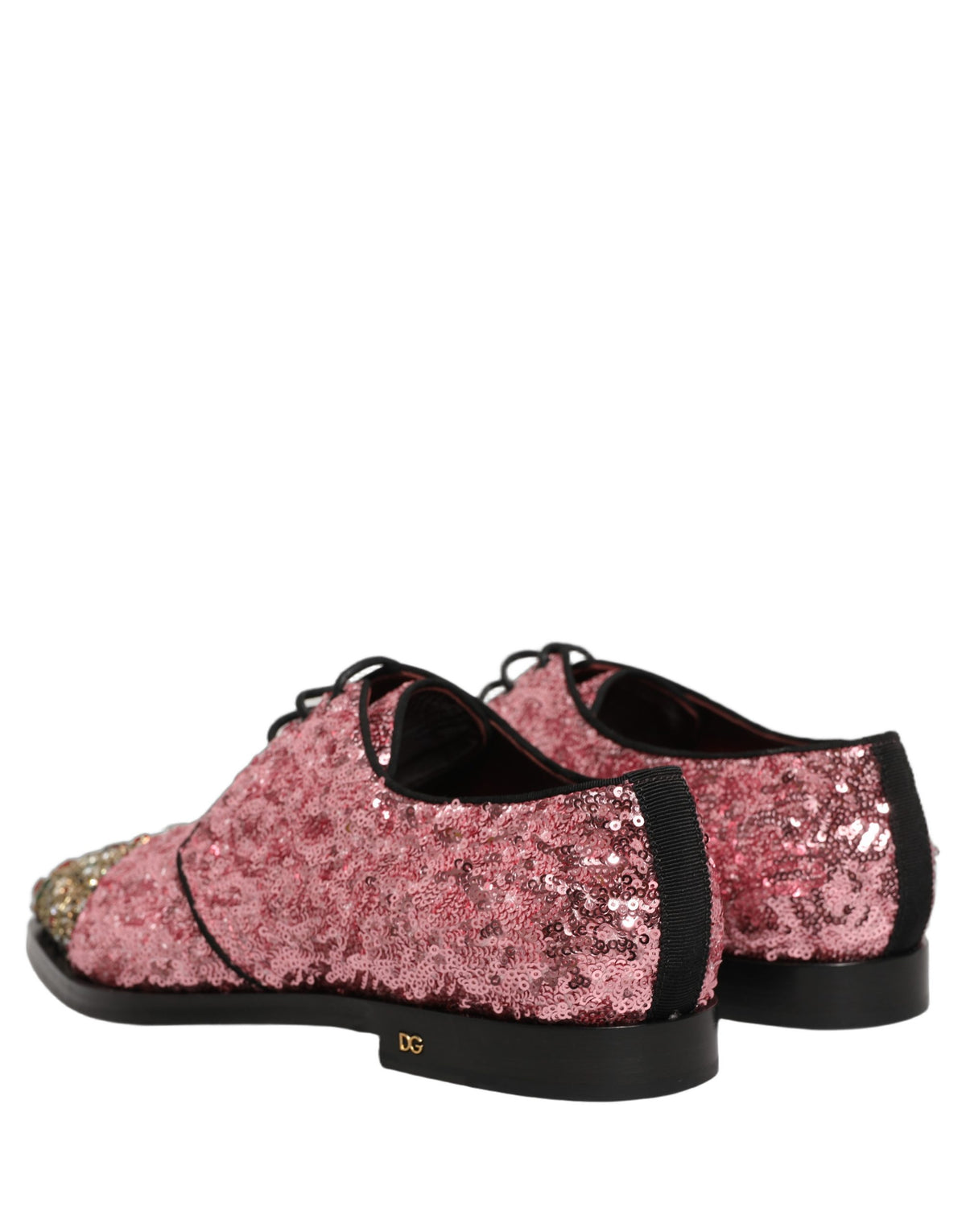 Dolce & Gabbana Pink Sequin Embellished Men Derby Dress Shoes Dolce & Gabbana