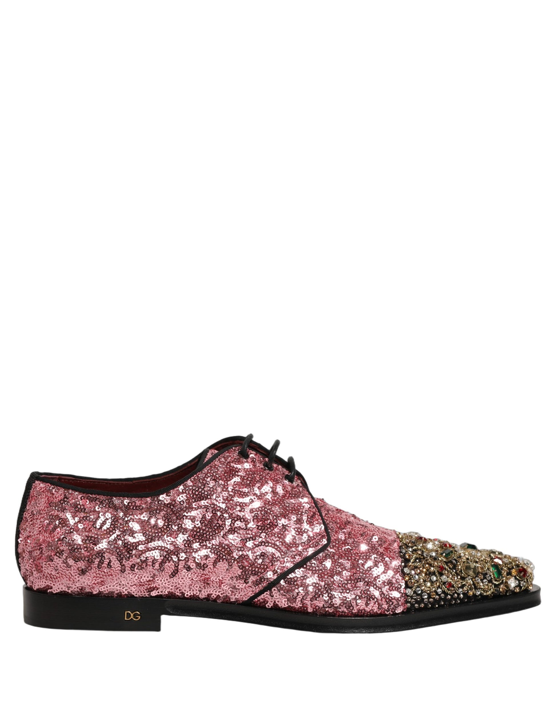 Dolce & Gabbana Pink Sequin Embellished Men Derby Dress Shoes Dolce & Gabbana