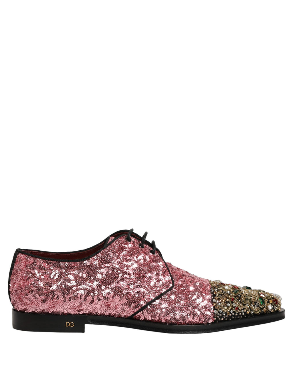 Dolce & Gabbana Pink Sequin Embellished Men Derby Dress Shoes Dolce & Gabbana