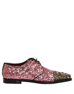 Dolce & Gabbana Pink Sequin Embellished Men Derby Dress Shoes Dolce & Gabbana