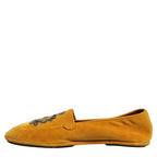 Dolce & Gabbana Yellow Velvet Crown Embroidery Loafers Shoes Dolce & Gabbana