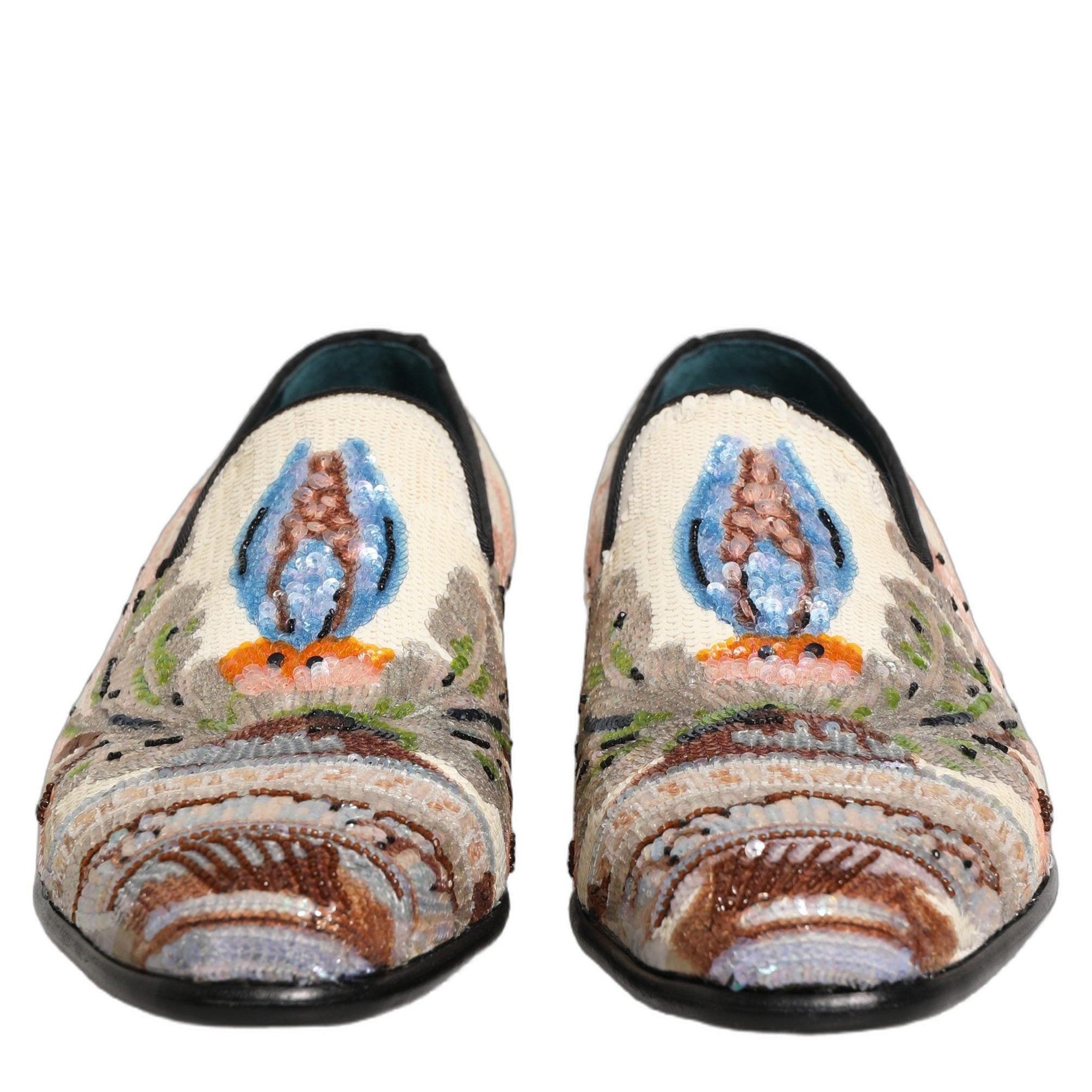 Dolce & Gabbana Multicolor Sequin Embroidered Loafers Shoes Dolce & Gabbana
