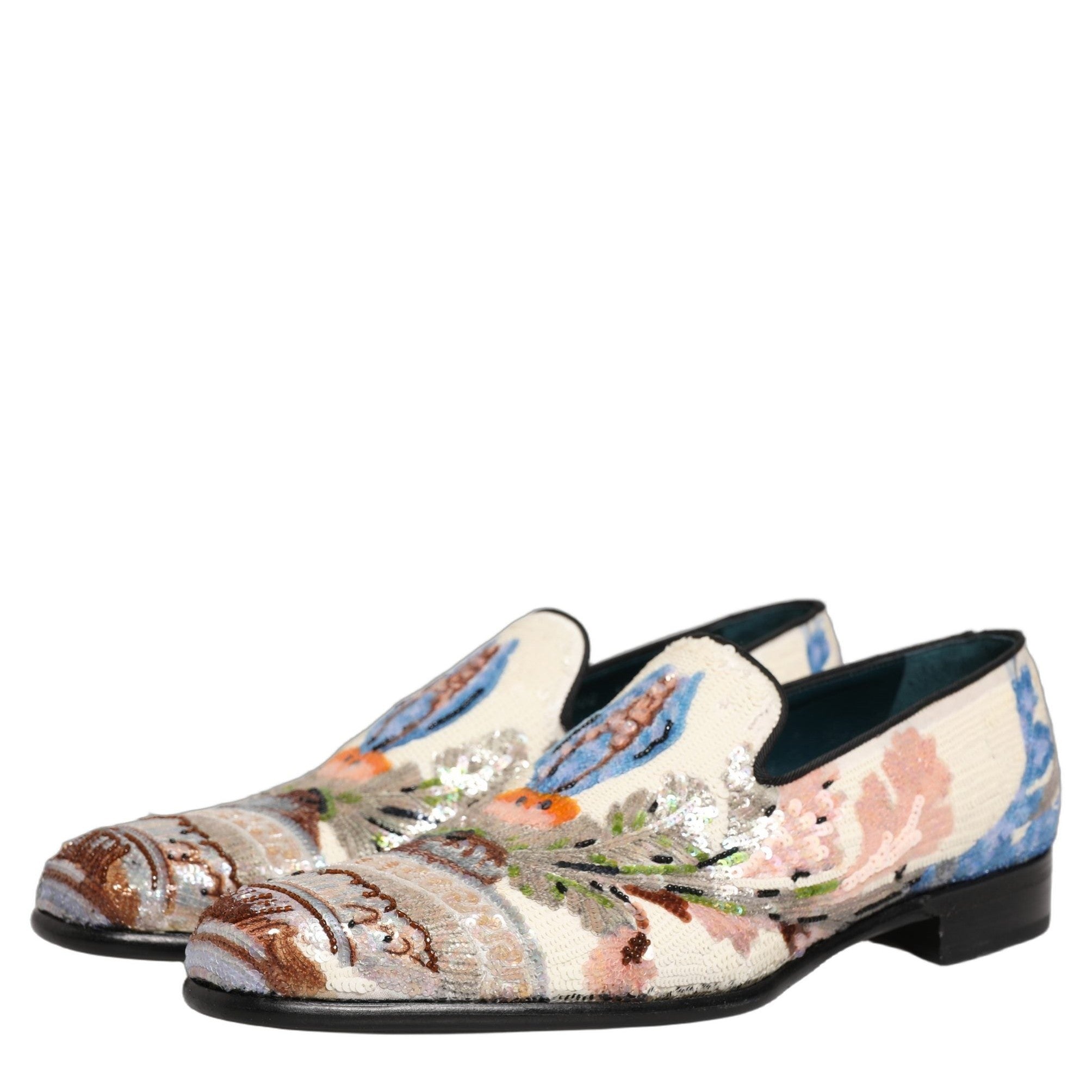 Dolce & Gabbana Multicolor Sequin Embroidered Loafers Shoes Dolce & Gabbana