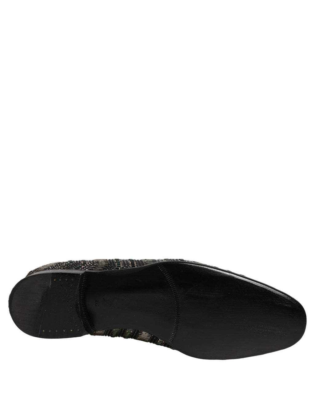 Dolce & Gabbana Black Silver Embellished Slip On Loafers Shoes Dolce & Gabbana