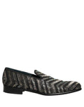 Dolce & Gabbana Black Silver Embellished Slip On Loafers Shoes Dolce & Gabbana
