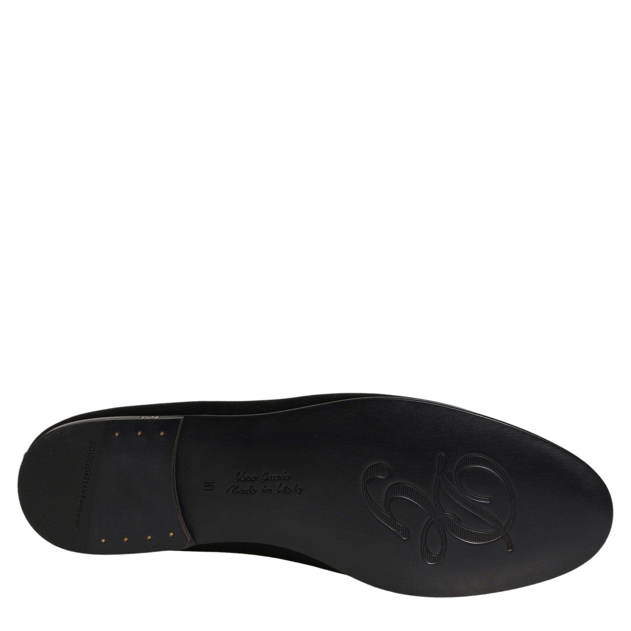 Dolce & Gabbana Black Satin Logo Slip On Flats Loafers Shoes Dolce & Gabbana
