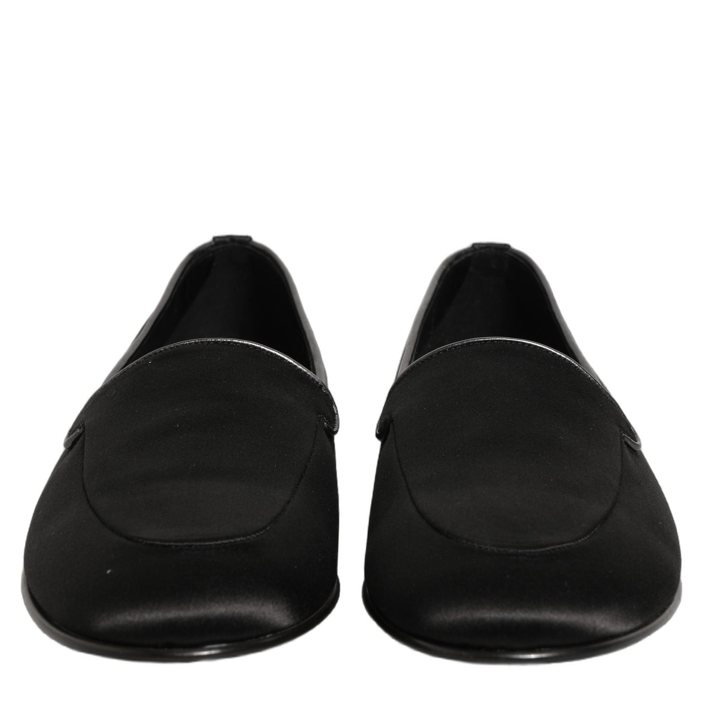 Dolce & Gabbana Black Satin Logo Slip On Flats Loafers Shoes Dolce & Gabbana