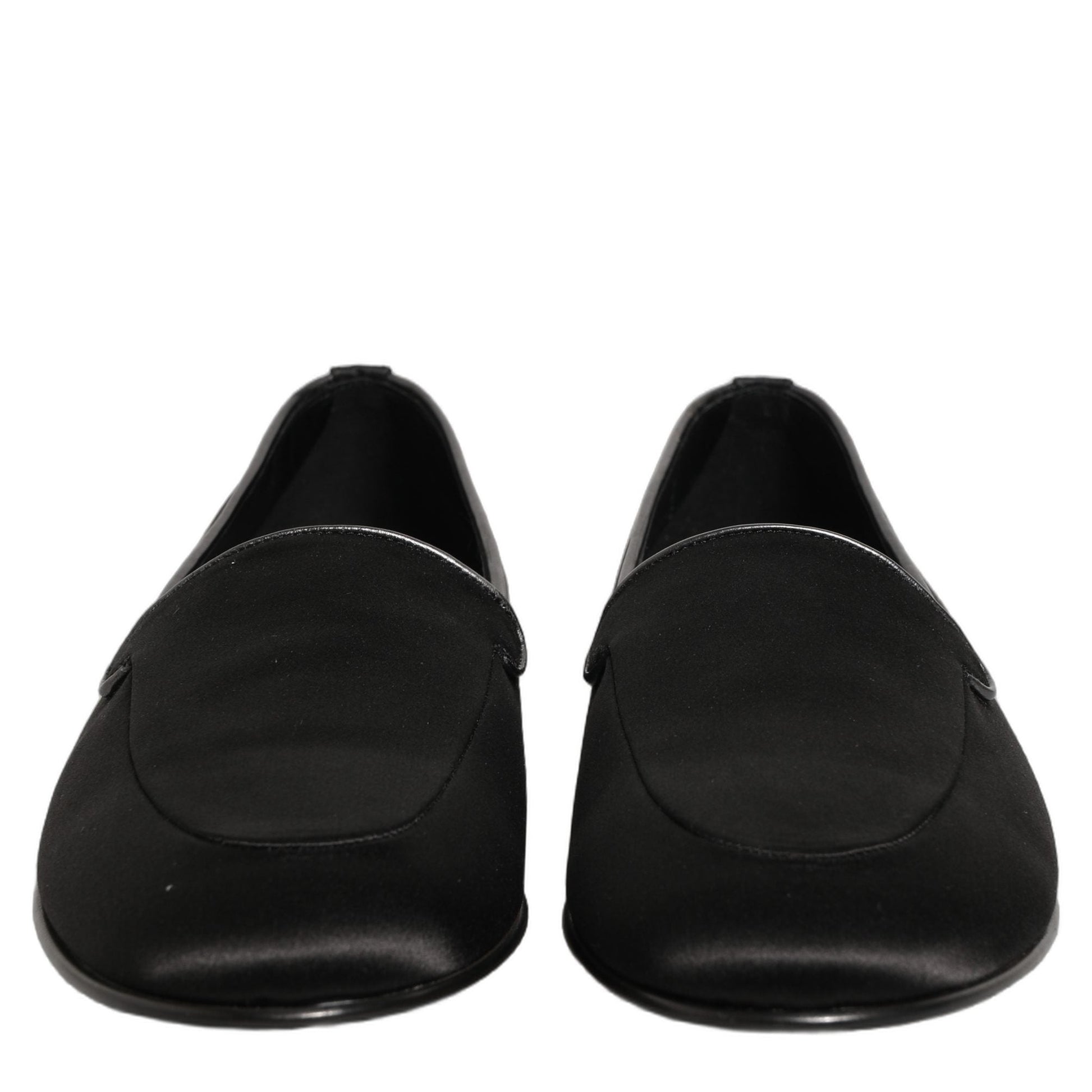 Dolce & Gabbana Black Satin Logo Slip On Flats Loafers Shoes Dolce & Gabbana