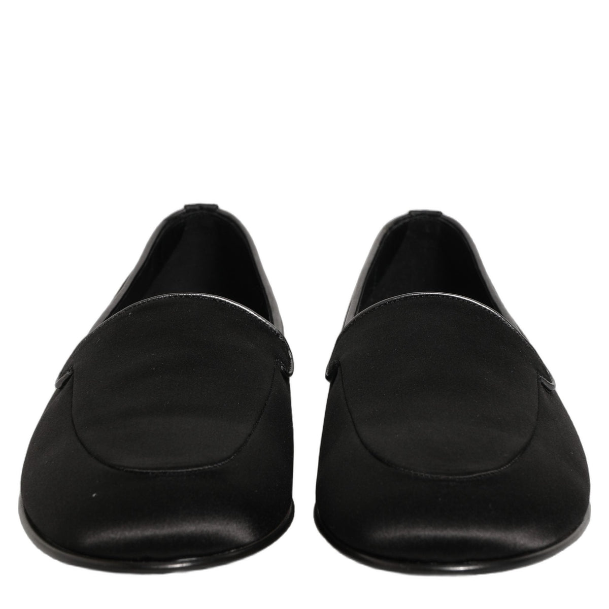 Dolce & Gabbana Black Satin Logo Slip On Flats Loafers Shoes Dolce & Gabbana