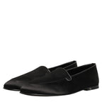 Dolce & Gabbana Black Satin Logo Slip On Flats Loafers Shoes Dolce & Gabbana