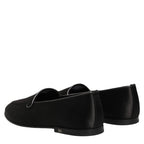 Dolce & Gabbana Black Satin Logo Slip On Flats Loafers Shoes Dolce & Gabbana