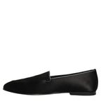 Dolce & Gabbana Black Satin Logo Slip On Flats Loafers Shoes Dolce & Gabbana