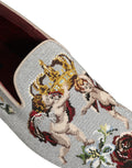 Dolce & Gabbana Gray Crown Rose Angel Embroidery Loafer Shoes Dolce & Gabbana