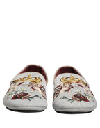 Dolce & Gabbana Gray Crown Rose Angel Embroidery Loafer Shoes Dolce & Gabbana