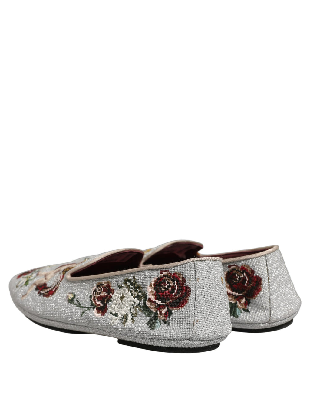 Dolce & Gabbana Gray Crown Rose Angel Embroidery Loafer Shoes Dolce & Gabbana