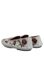 Dolce & Gabbana Gray Crown Rose Angel Embroidery Loafer Shoes Dolce & Gabbana