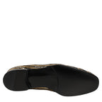 Dolce & Gabbana Gold Striped Sequin Embellished Loafer Shoes Dolce & Gabbana