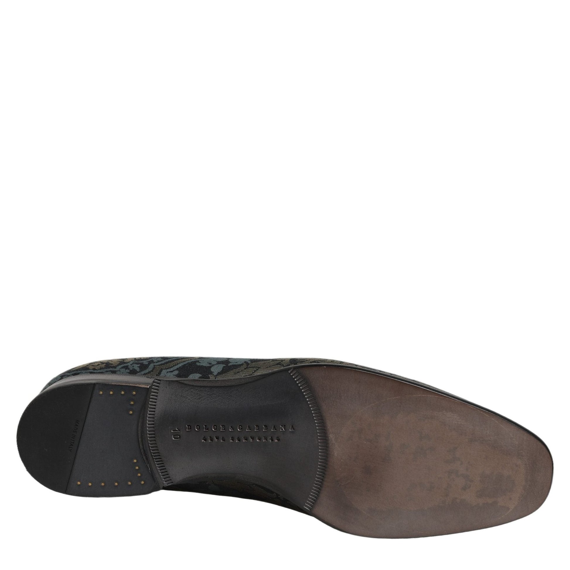 Dolce & Gabbana Black Floral Brocade Slip On Loafers Shoes Dolce & Gabbana