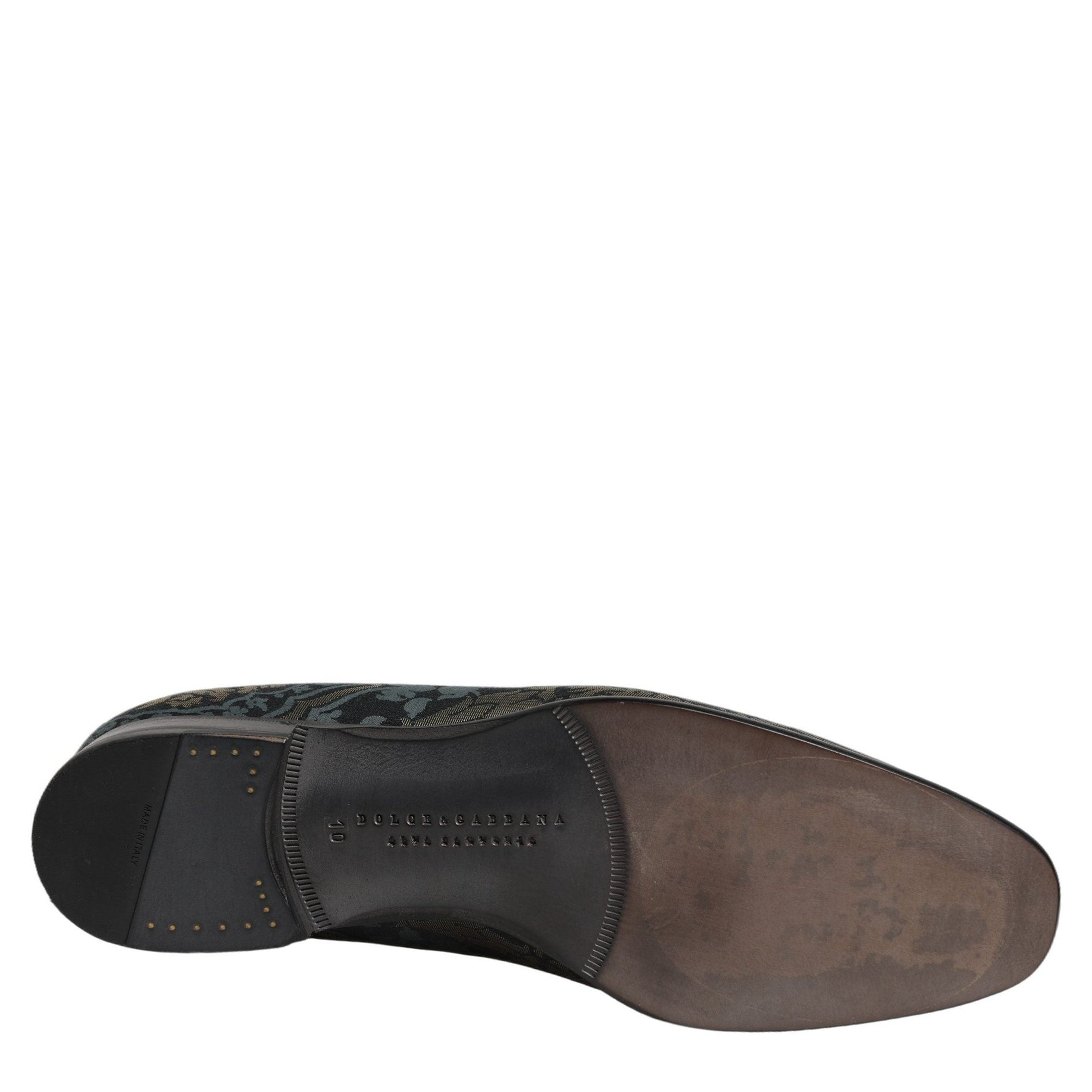 Dolce & Gabbana Black Floral Brocade Slip On Loafers Shoes Dolce & Gabbana