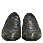 Dolce & Gabbana Black Floral Brocade Slip On Loafers Shoes Dolce & Gabbana