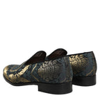 Dolce & Gabbana Black Floral Brocade Slip On Loafers Shoes Dolce & Gabbana