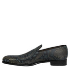 Dolce & Gabbana Black Floral Brocade Slip On Loafers Shoes Dolce & Gabbana