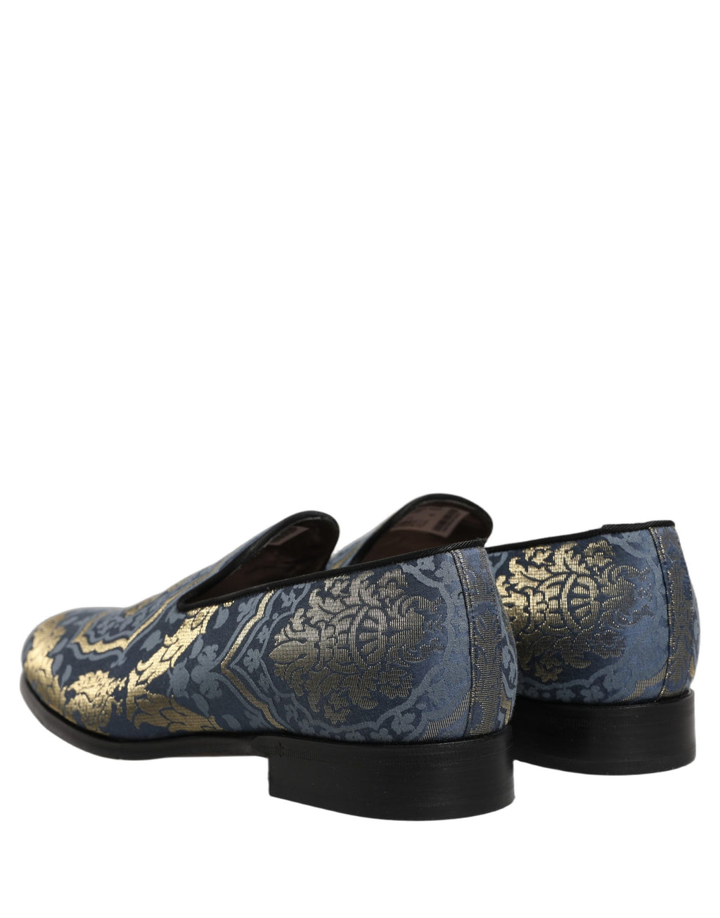 Dolce & Gabbana Blue Floral Brocade Slip On Loafers Shoes Dolce & Gabbana