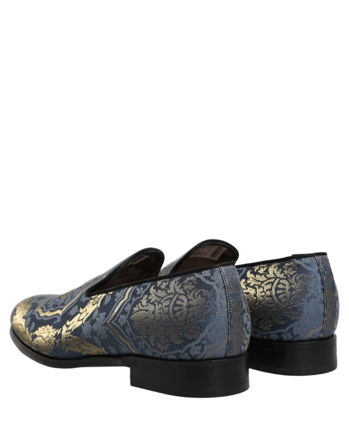 Dolce & Gabbana Blue Floral Brocade Slip On Loafers Shoes Dolce & Gabbana