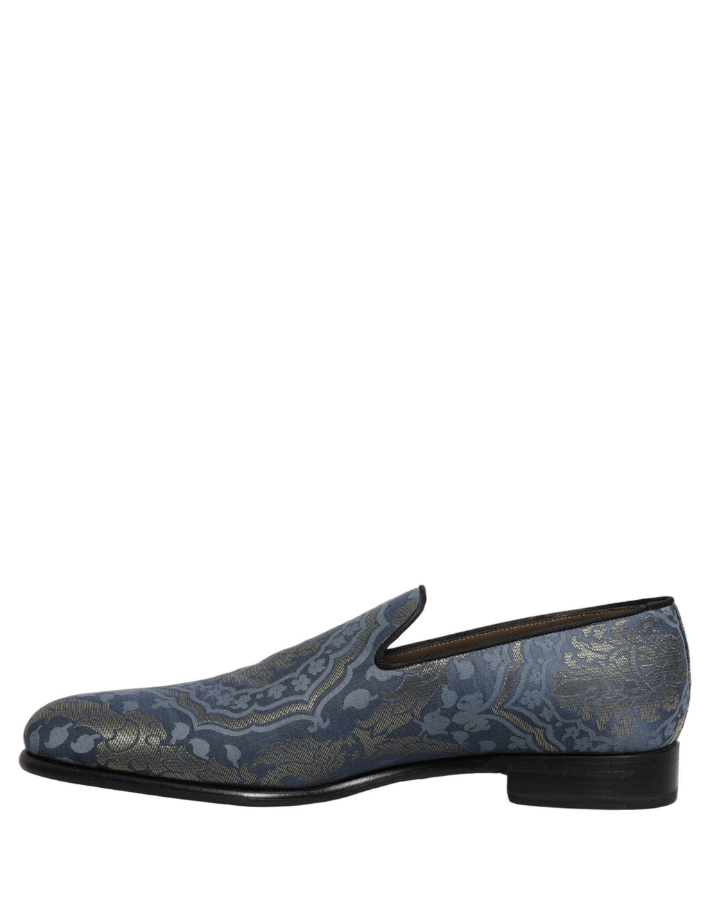 Dolce & Gabbana Blue Floral Brocade Slip On Loafers Shoes Dolce & Gabbana