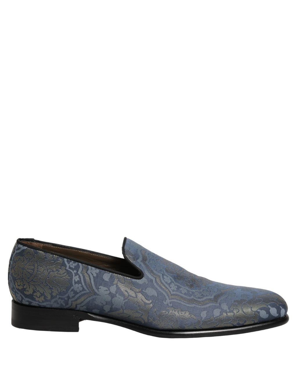 Dolce & Gabbana Blue Floral Brocade Slip On Loafers Shoes Dolce & Gabbana