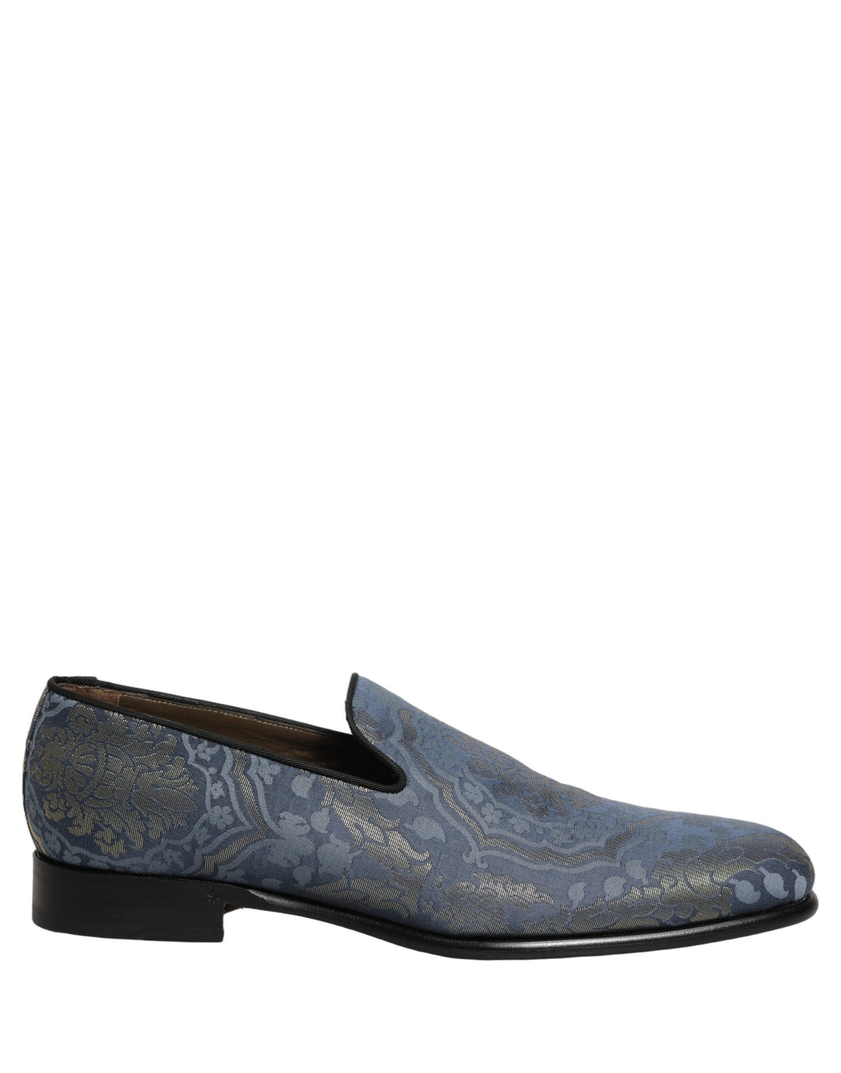 Dolce & Gabbana Blue Floral Brocade Slip On Loafers Shoes Dolce & Gabbana