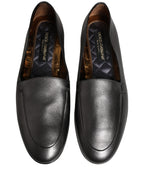 Dolce & Gabbana Silver Leather DG Logo Slip On Loafers Shoes Dolce & Gabbana