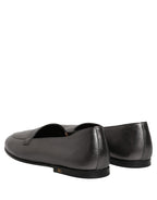 Dolce & Gabbana Silver Leather DG Logo Slip On Loafers Shoes Dolce & Gabbana