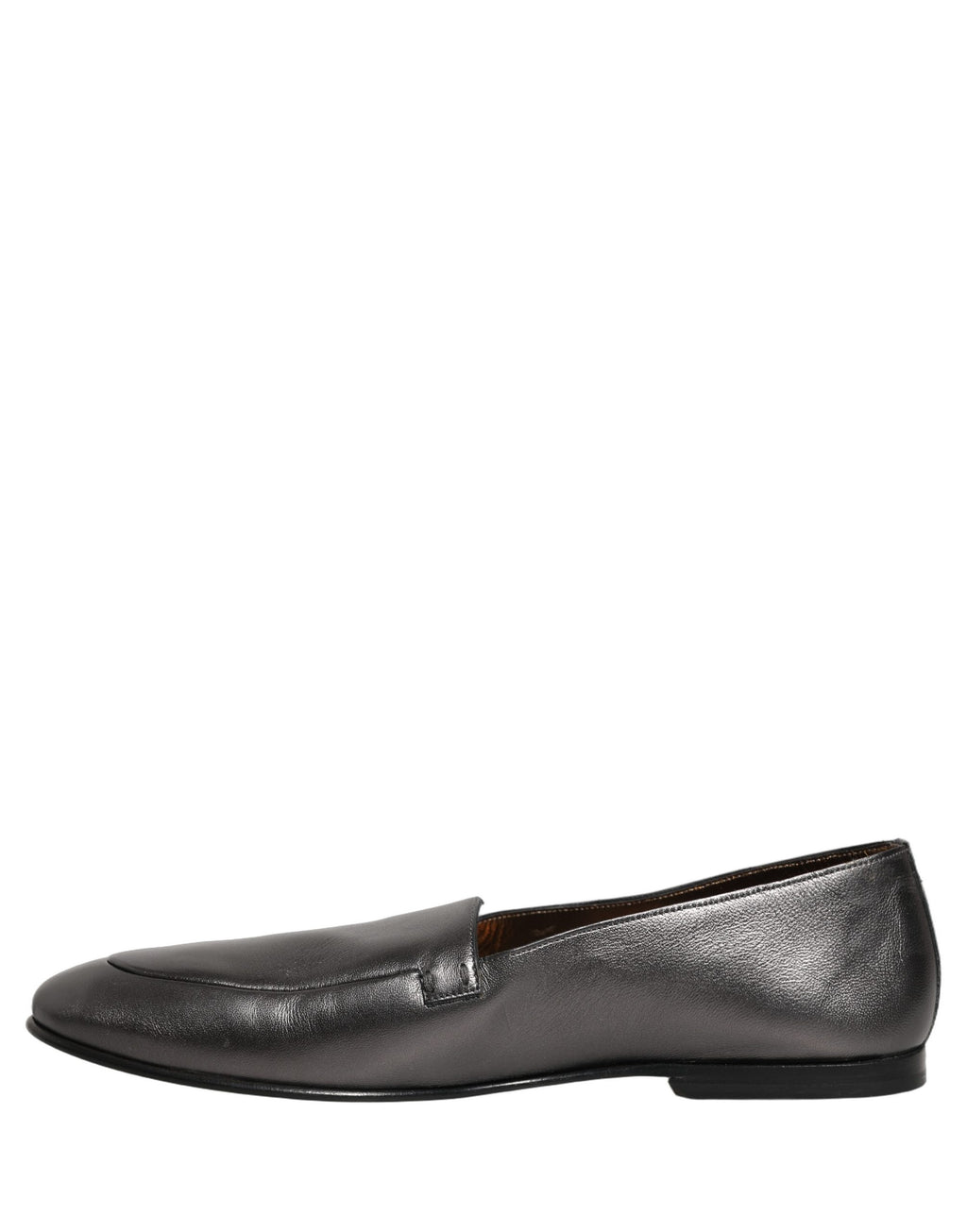 Dolce & Gabbana Silver Leather DG Logo Slip On Loafers Shoes Dolce & Gabbana