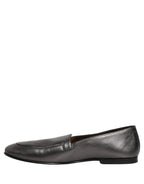 Dolce & Gabbana Silver Leather DG Logo Slip On Loafers Shoes Dolce & Gabbana