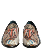 Dolce & Gabbana Multicolor Lion Print Slip On Loafers Shoes Dolce & Gabbana