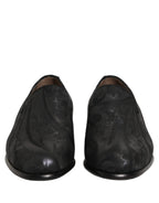 Dolce & Gabbana Black Brocade Men Slip On Dress Loafers Shoes Dolce & Gabbana