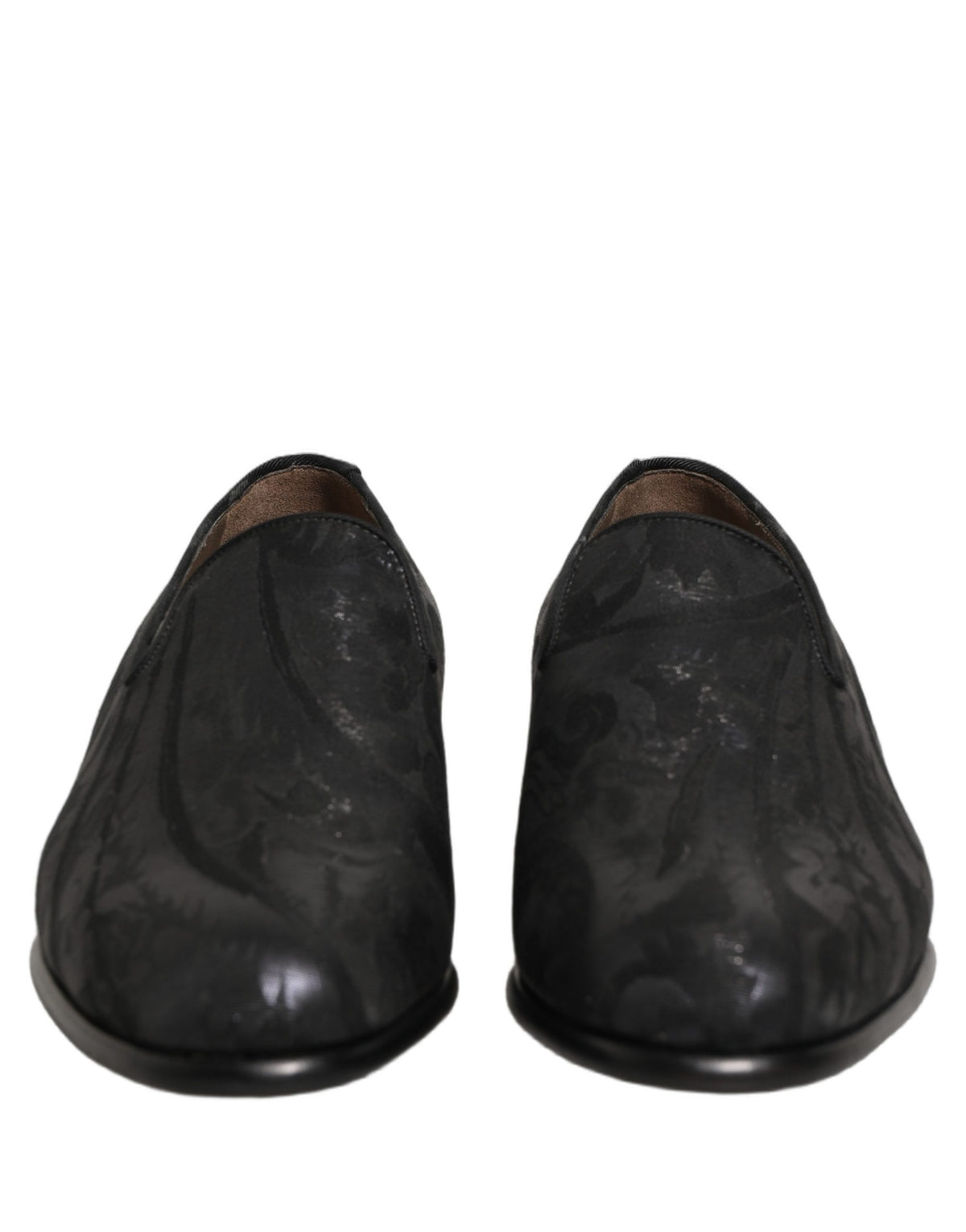 Dolce & Gabbana Black Brocade Men Slip On Dress Loafers Shoes Dolce & Gabbana
