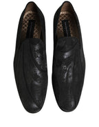 Dolce & Gabbana Black Brocade Men Slip On Dress Loafers Shoes Dolce & Gabbana