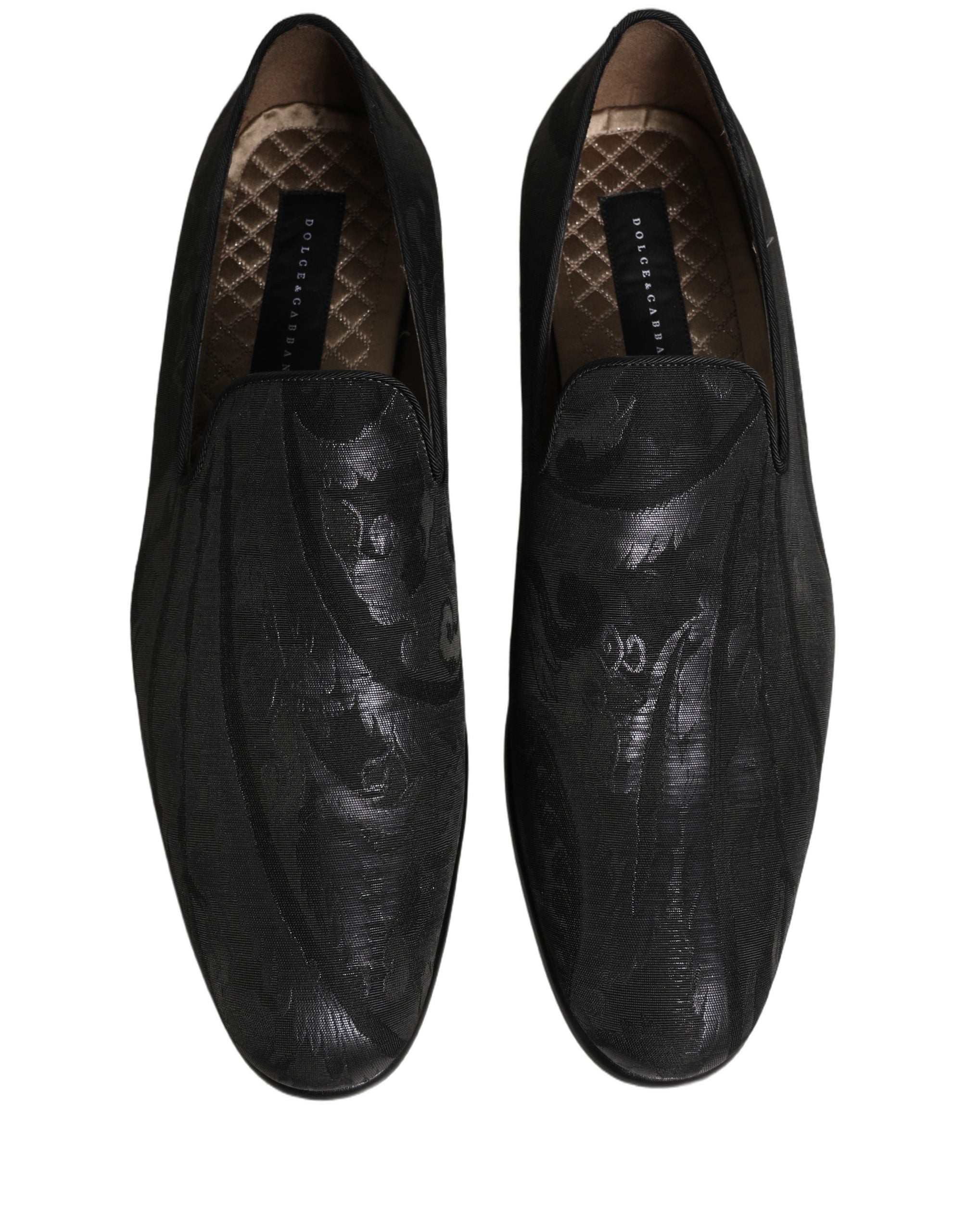 Dolce & Gabbana Black Brocade Men Slip On Dress Loafers Shoes Dolce & Gabbana