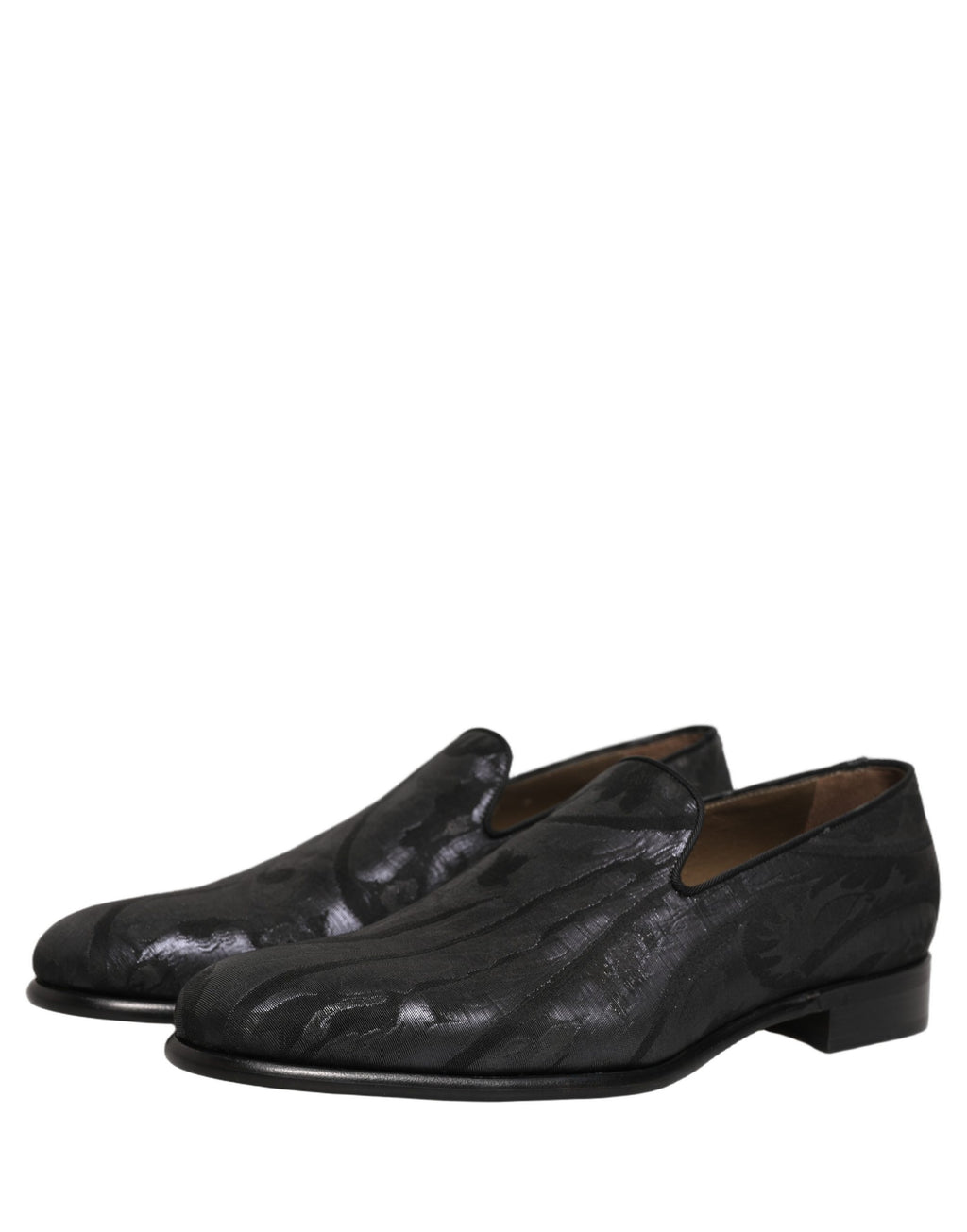 Dolce & Gabbana Black Brocade Men Slip On Dress Loafers Shoes Dolce & Gabbana