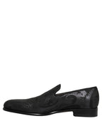 Dolce & Gabbana Black Brocade Men Slip On Dress Loafers Shoes Dolce & Gabbana