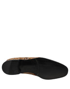 Dolce & Gabbana Beige Brocade Men Slip On Dress Loafers Shoes Dolce & Gabbana