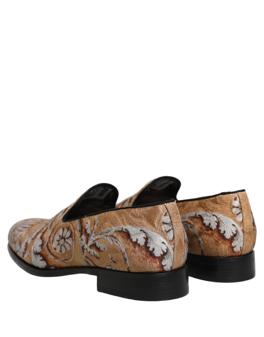 Dolce & Gabbana Beige Brocade Men Slip On Dress Loafers Shoes Dolce & Gabbana