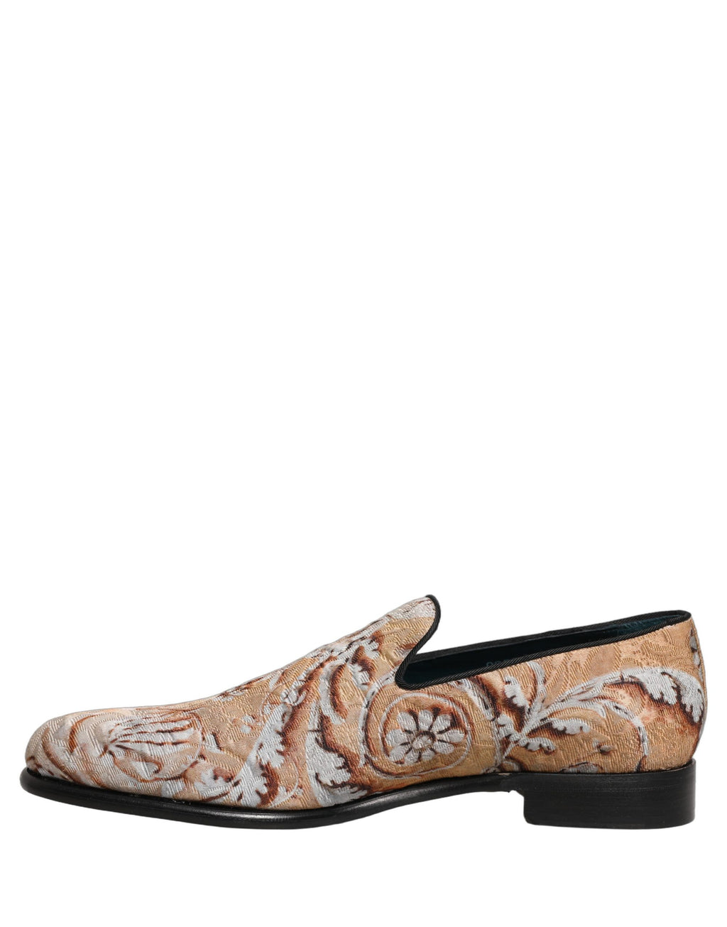 Dolce & Gabbana Beige Brocade Men Slip On Dress Loafers Shoes Dolce & Gabbana